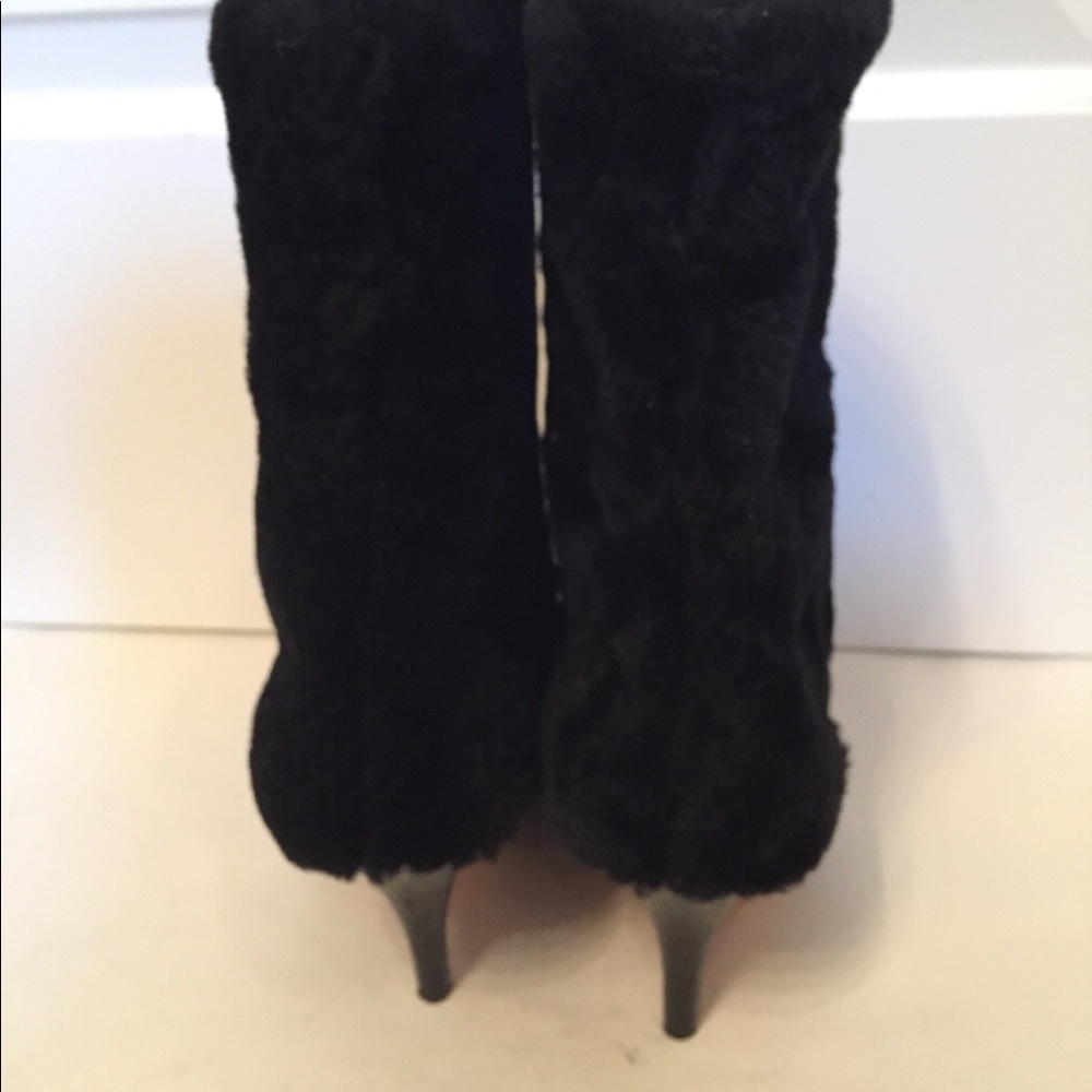 TITTI DELL ‘ACQUA BOOTS HEELS BLACK LAMB FUR LEATHER ITALY SIZE 37 6.5 - Picture 6 of 8